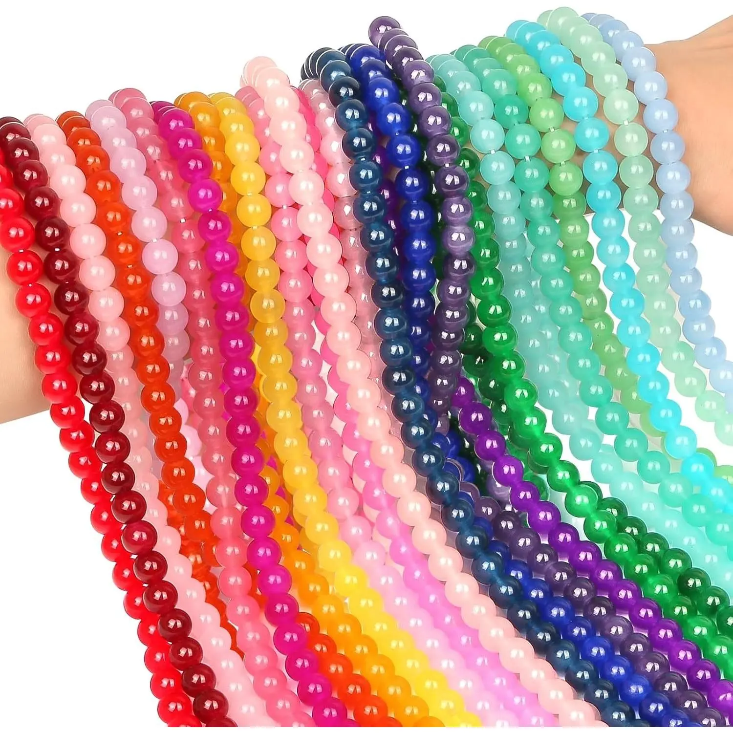 1250Pcs 8mm Round Crystal Glass Loose Beads for Jewelry Making, Bracelets, Earrings, Necklaces & DIY Crafts KitGift