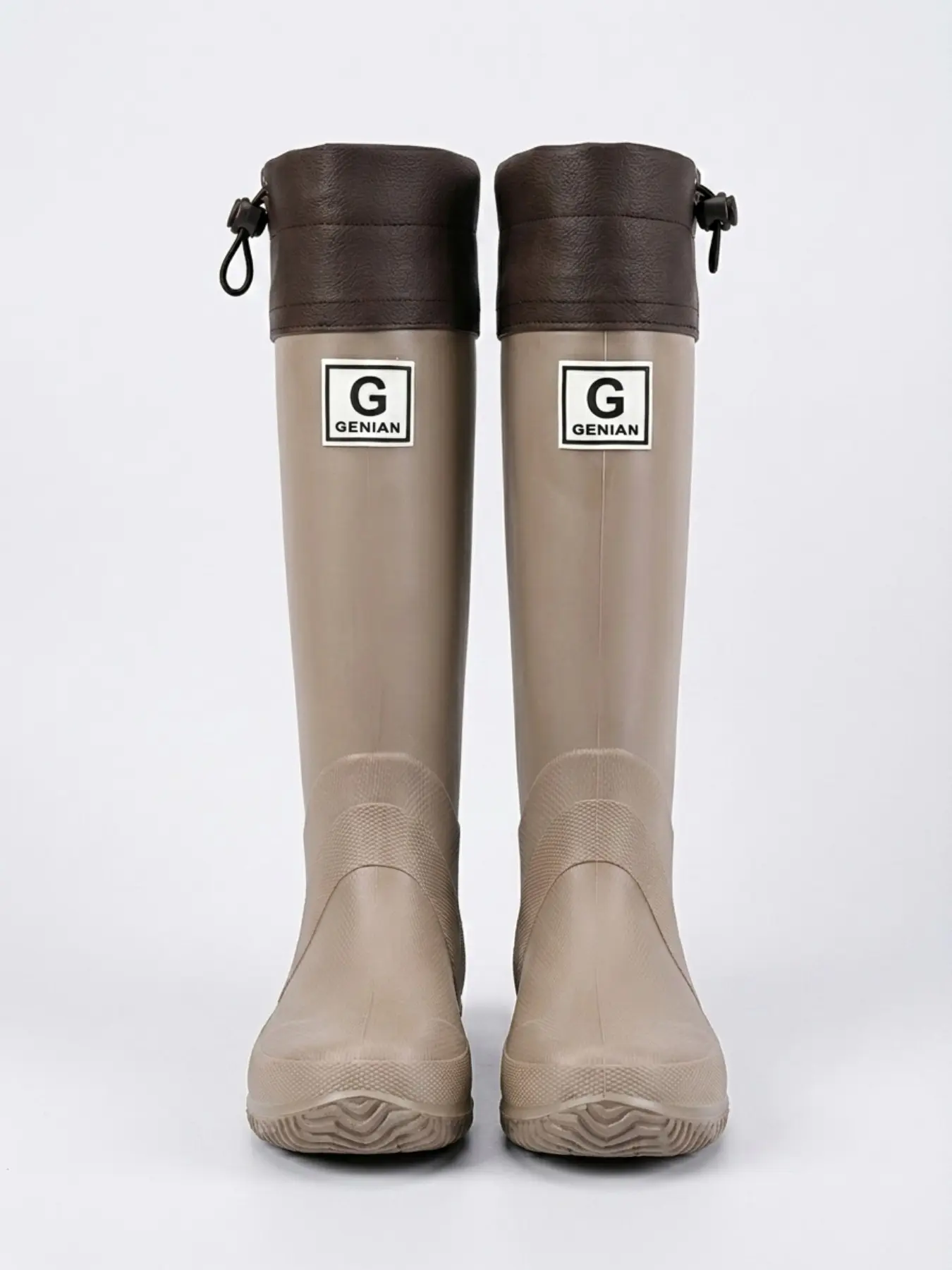 Unisex Knee High Rain Boots, Waterproof Tall Rubber Wellies with Adjustable Drawstring Top, Non-Slip Anti-Slip Sole, Durable Outdoor Rain Shoes for Gardening, Hiking, Commuting & Daily Wear, Waterproof Outdoor Footwear