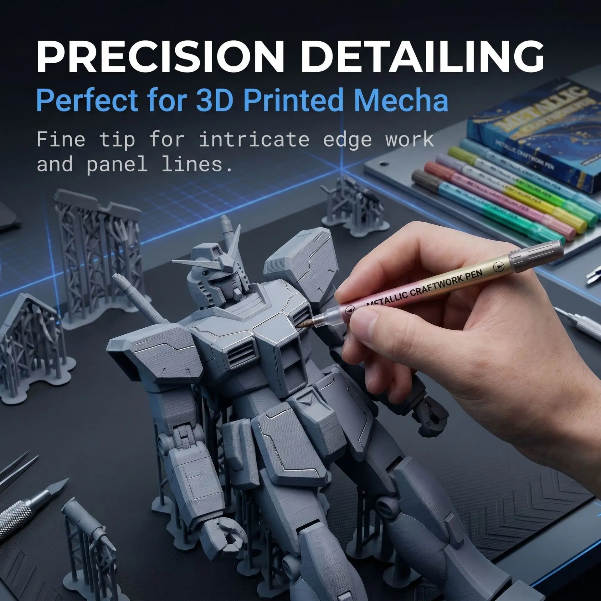 3D Printing Model Painting Pen Set, 24 Colors Acrylic Paint Pens, Ideal for Mini Models, Dolls, Resin Pla Abs, Artists, Designers, 3D Enthusiasts