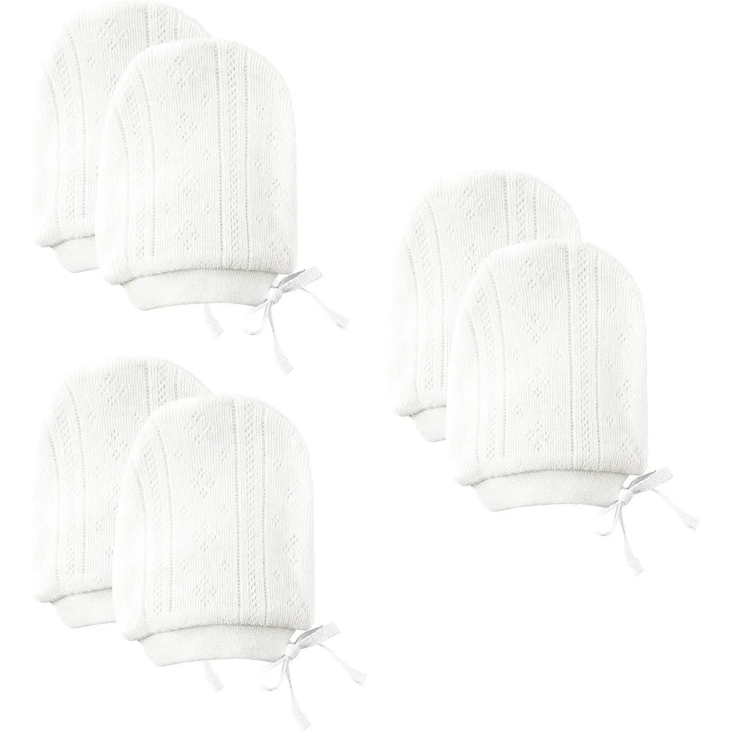 Newborn No Scratch Mittens 100% Organic Cotton 3 Pairs Baby Boys Girls Unisex with String 0-12 Months(Gift)