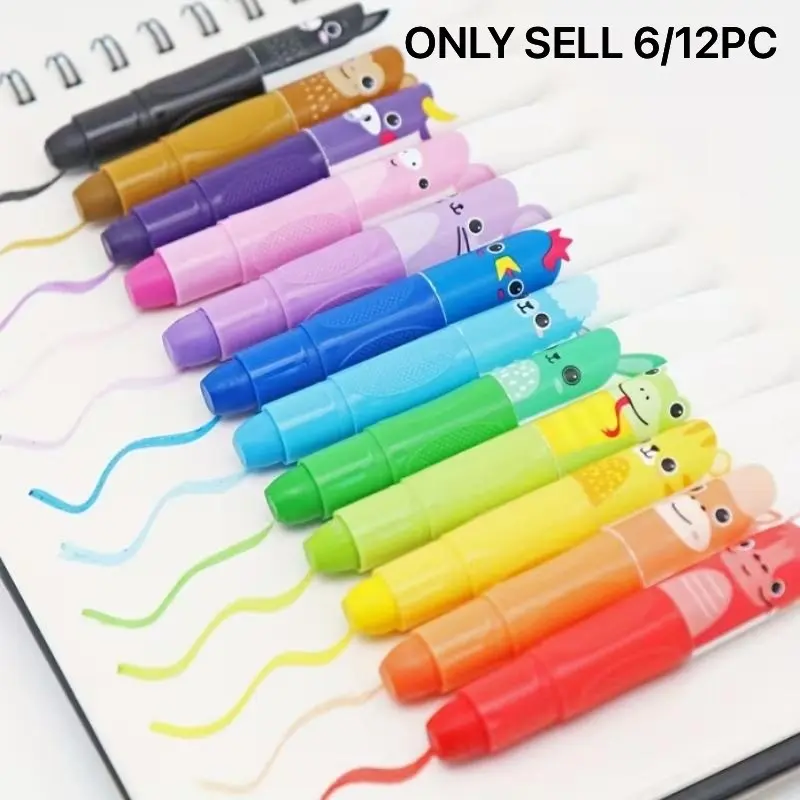 12-color cute giant chalks, 6/12pcs color twistable dazzling sticks, non-toxic, washable silky wax crayons for coloring, durable painting art supplies, Art Materials, suitable for children, beginners, and young artists to create, Art Markers