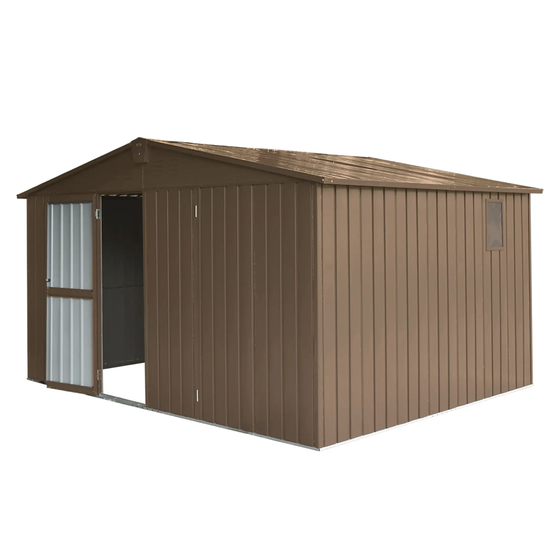 Nokaa 11x9 FT Outdoor Storage Shed, Galvanized Steel Frame, Metal Garden Utility Room with Windows and Lockable Door, Brown, for Backyard Patio Lawn Tool Organization, Home Improvement