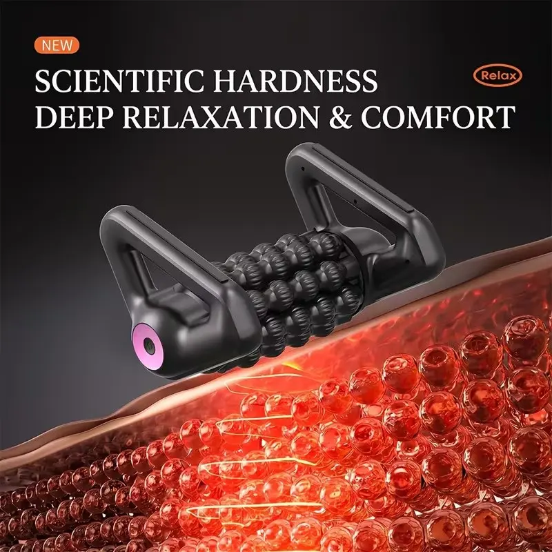 Electric Muscle Massage Roller, Rolling Percussive Hands-Free Base Fascia Massager with 5 Speeds, Rechargeable Deep Tissue Massager for Full Body Back, Legs & Feet Muscle Relaxation
