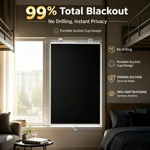 No-Drill Sun Roller Blind, 99% Light Block, Portable Car Sunshade, Window Shade, Ideal for Car, Bedroom, Dorm, Home, Office, Travel