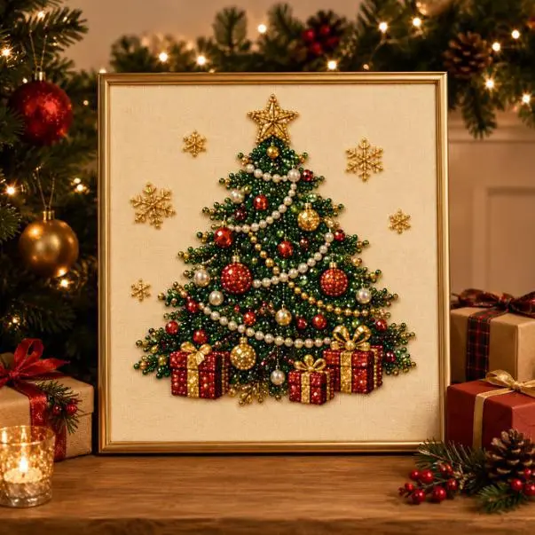 Christmas Diamond Painting Kit 5 Styles DIY Holiday Craft Set, Santa Tree Reindeer Stocking Wreath Bead Art, Xmas Home Decor Gift