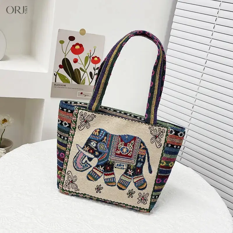 Women's Exquisitely Handmade Minimalist Embroidered Elephant & a Butterfly Tote Bag - Casual Daily, Business Work Mommy Purse for Outdoor Use,belt,loop,,Touch,Screen,Fleece Winter Set,Touchscreen,Accessories,,cool,gift,,soft,plush,Cute,Cat,Cosplay,Costume