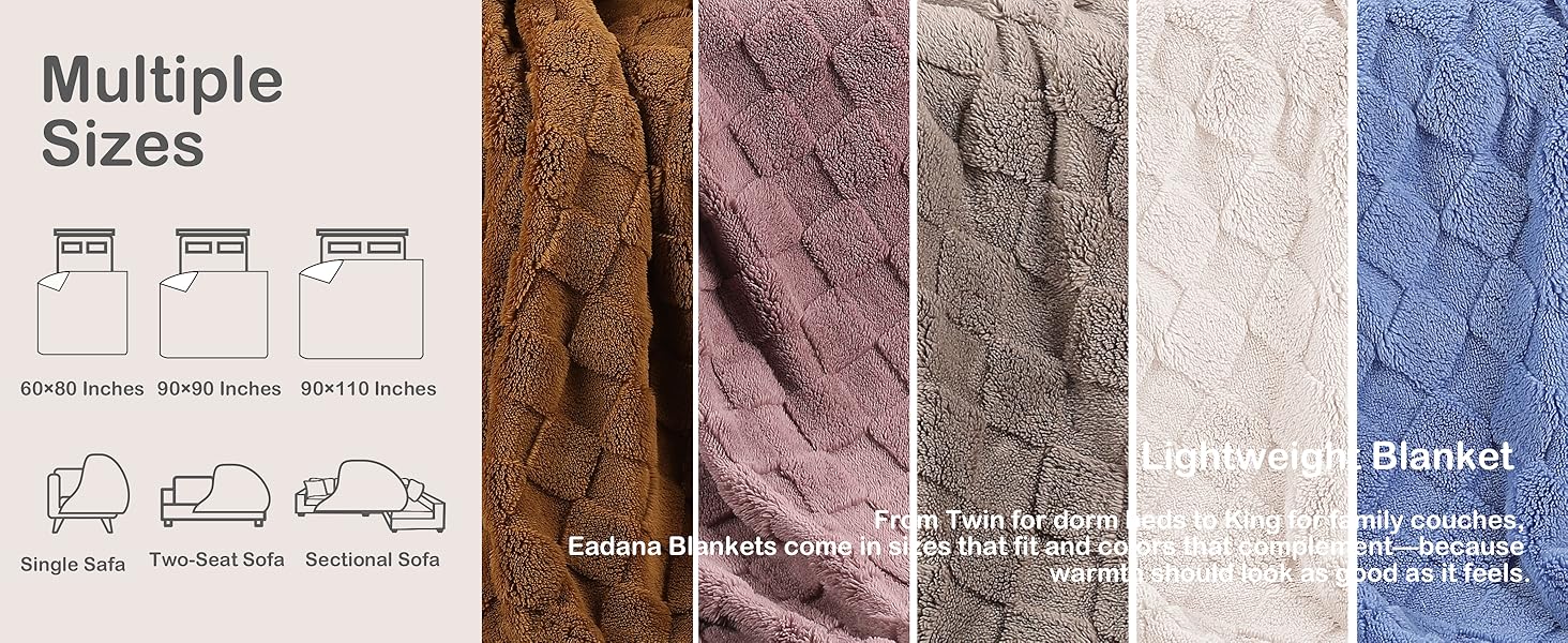 Blanket King Size 90"x110",-Soft Microplush, Checkerboard Pattern, All-Season Lightweight Warmth, Dual-Sided Use, Cozy for Bed/Sofa/Office/Camping, Easy Care, Cream White