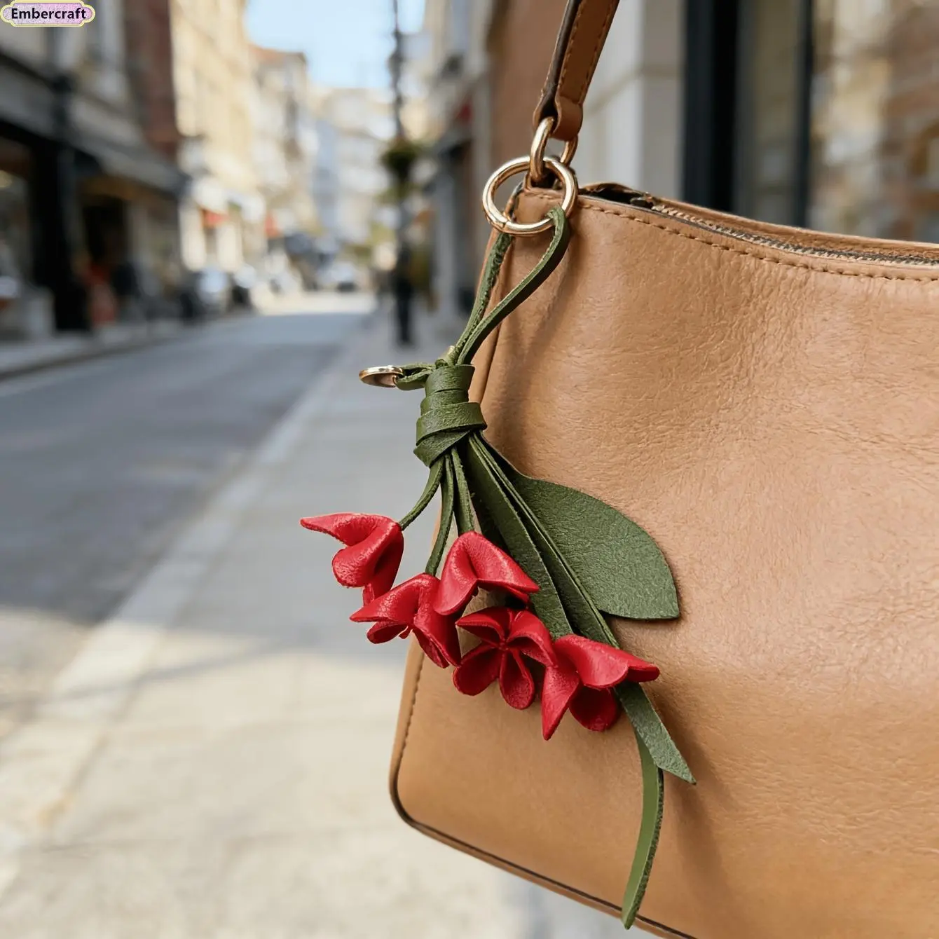 Bag Charm Keychain, Handmade Red Lily of the Valley Floral Pendant, Coquette Style Aesthetic Accessory for Women's Bags, Backpacks, Keys, Bag Charms