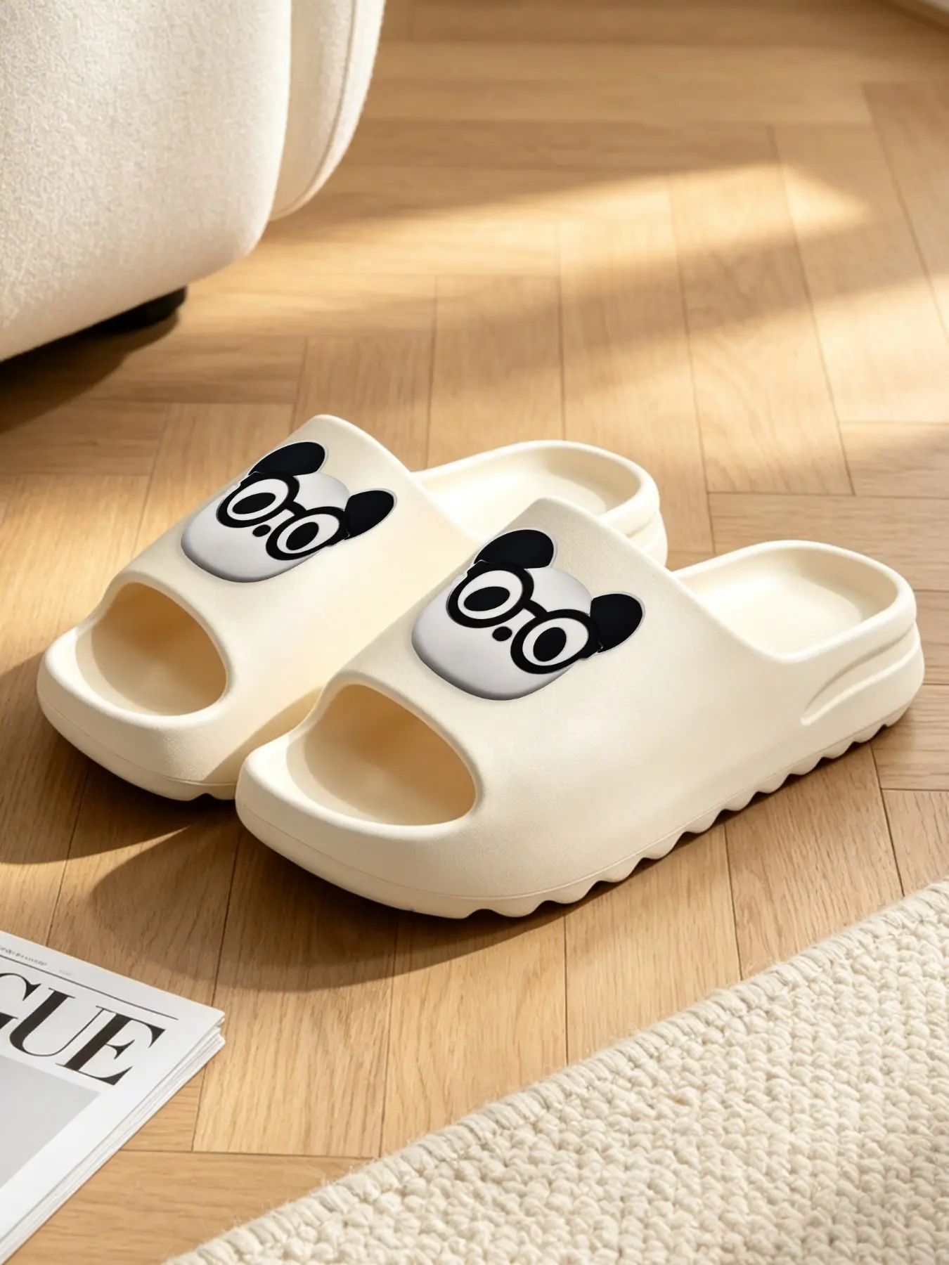 Cute glasses panda thick-soled slippers summer excrement feeling EVA soft-soled home bathroom non-slip daily wear sandals (shoes are too small to be taken one yard larger)