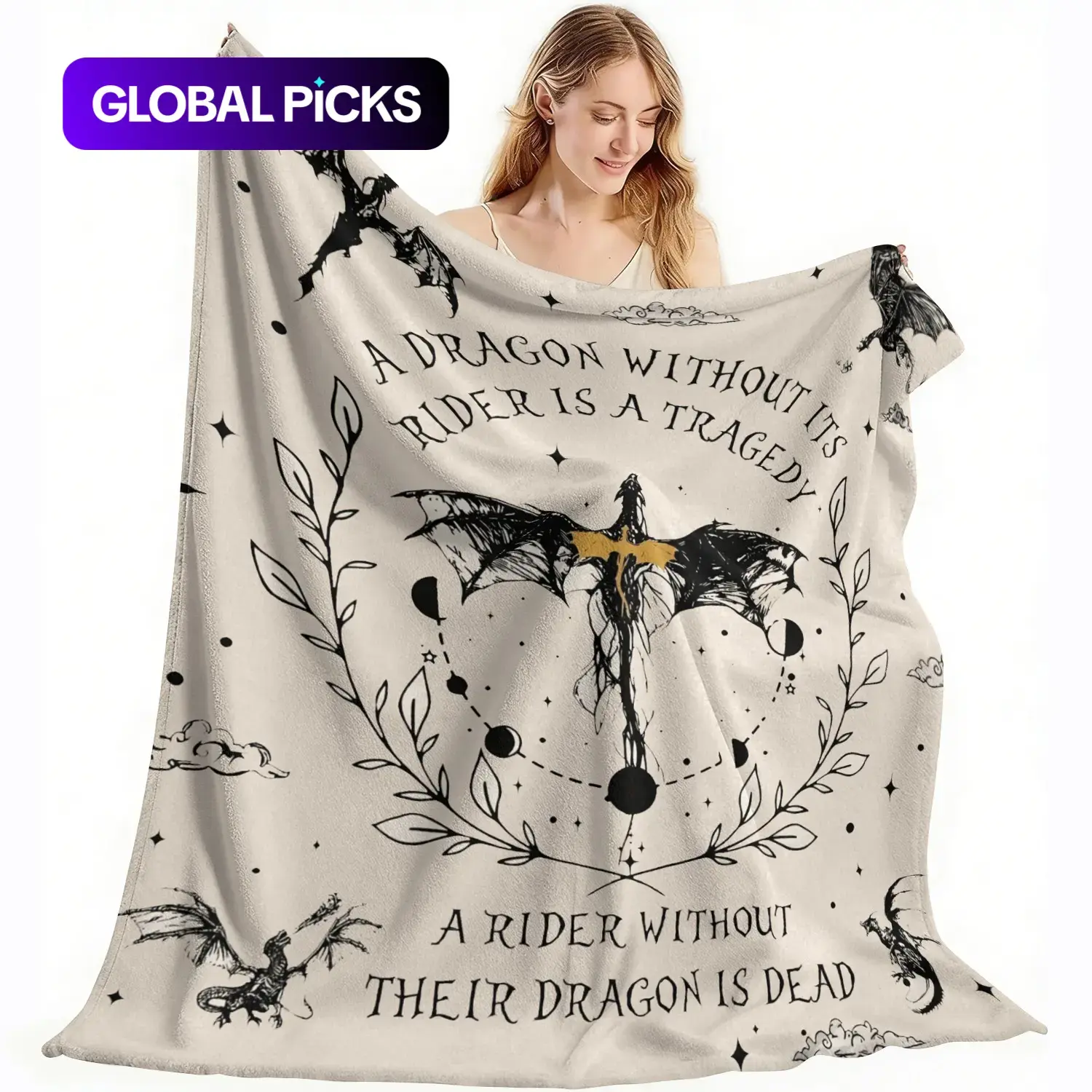Dragon Knight Pattern Blanket, Soft Warming Blanket, Soft Warm Throw Blanket, Air-conditioned Room Blanket, Warm Nap Blanket for Home Office Travel, Flannel Throw Blanket, Slogan Print Blanket