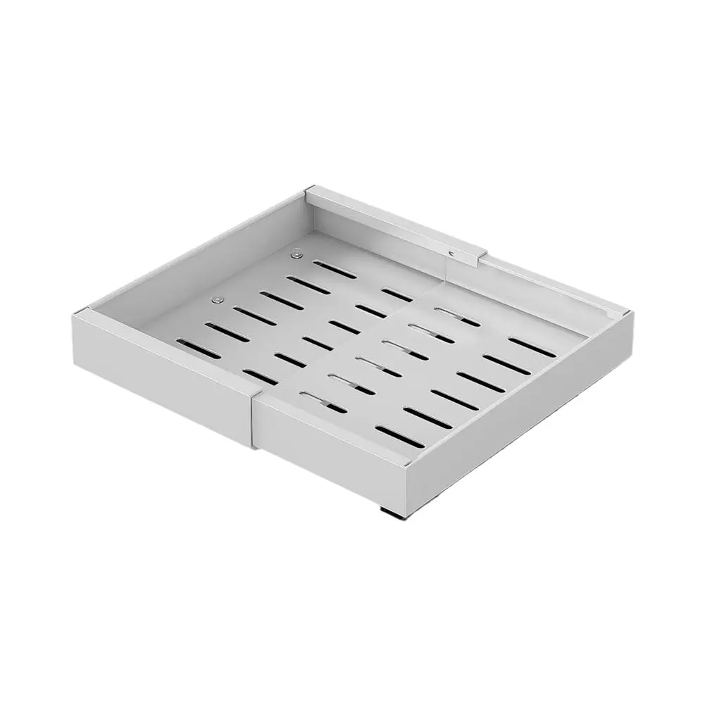 Steel Minimalist Rectangular Expandable Pull-Out Cabinet Organizer for Kitchen Storage, Heavy-Duty Sliding Shelf Rack with Adjustable Size Slide-Out Drawer & Adhesive Fixed Shelves