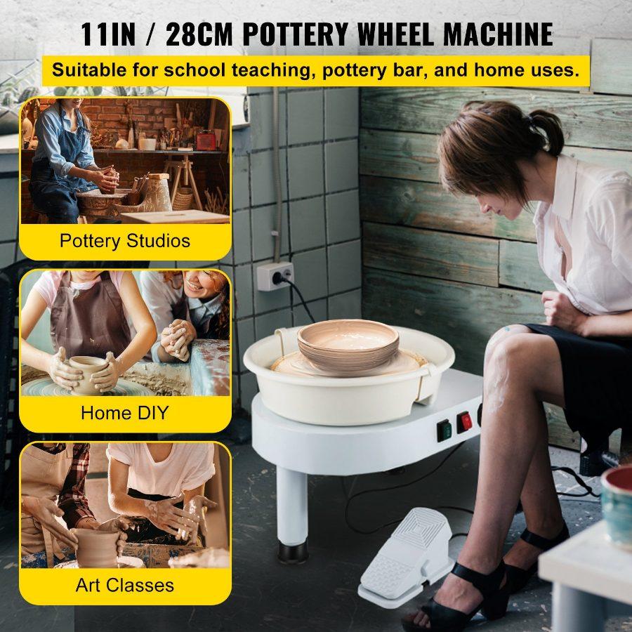 VEVOR Pottery Wheel, 11in Ceramic Wheel Forming Machine, 0-300RPM Speed Manual Adjustable 0-7.8in Lift Leg, Foot Pedal Detachable Basin, Sculpting Tool Accessory Kit for Art Craft VEVOR Pottery Wheel, 11in Ceramic Wheel Forming Machine, 0-300RPM Speed Manual Adjustable 0-7.8in Lift Leg, Foot Pedal Detachable Basin, Sculpting Tool Accessory Kit for Art Craft
