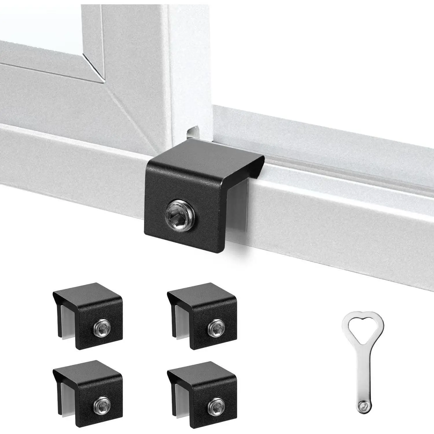 Window Locks for Up and Down Windows 4 Pack Window Stopper Sliding Window Lock for Vertical Horizontal Sliding Windows Doors with Key  Window  Locks  Proof(Black Small)