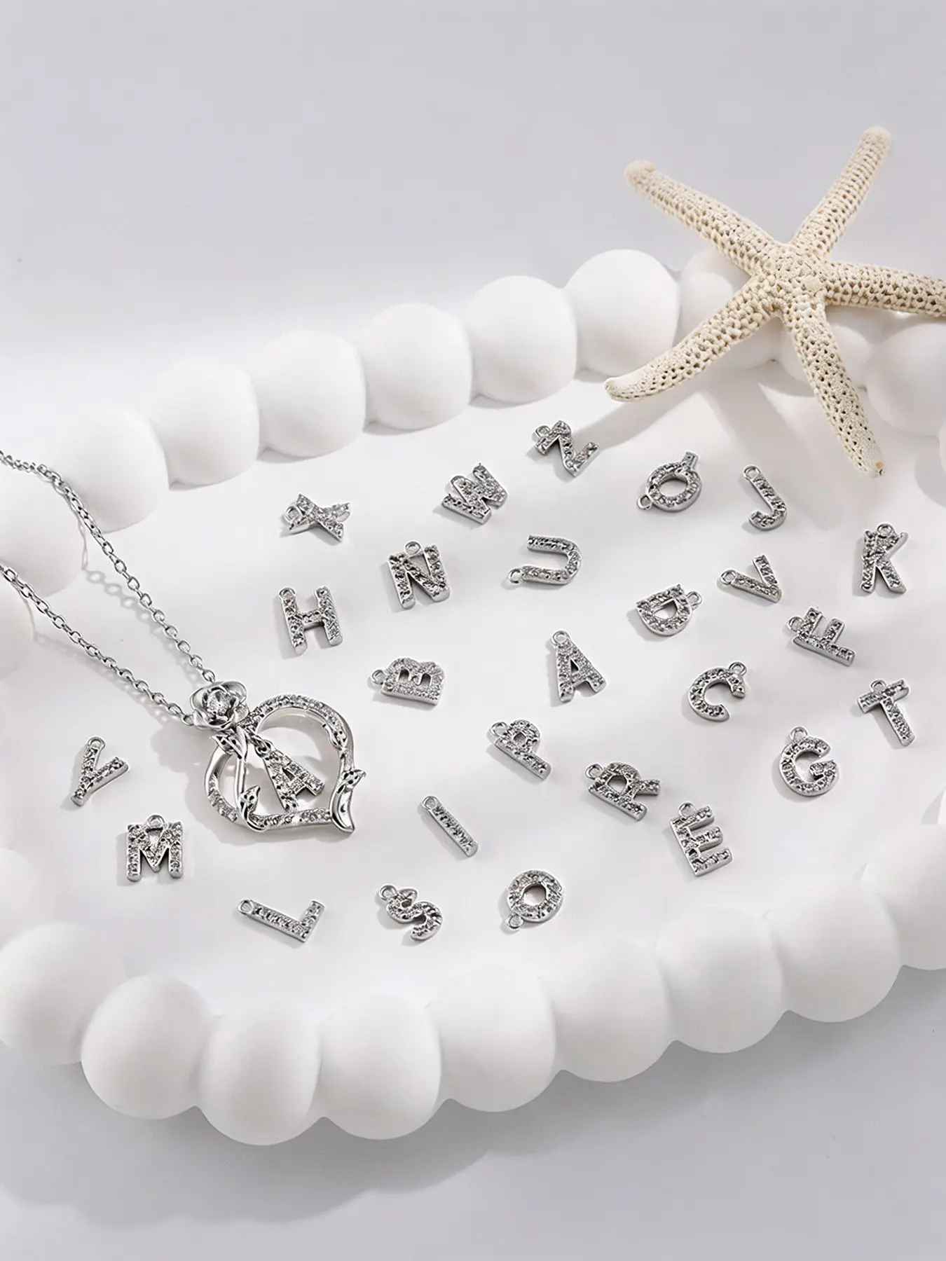 Full Diamond Hollow Crown Pendant Necklace, 26 Letters Full Diamond Charm, DIY Replaceable, Personalized Gift for Her