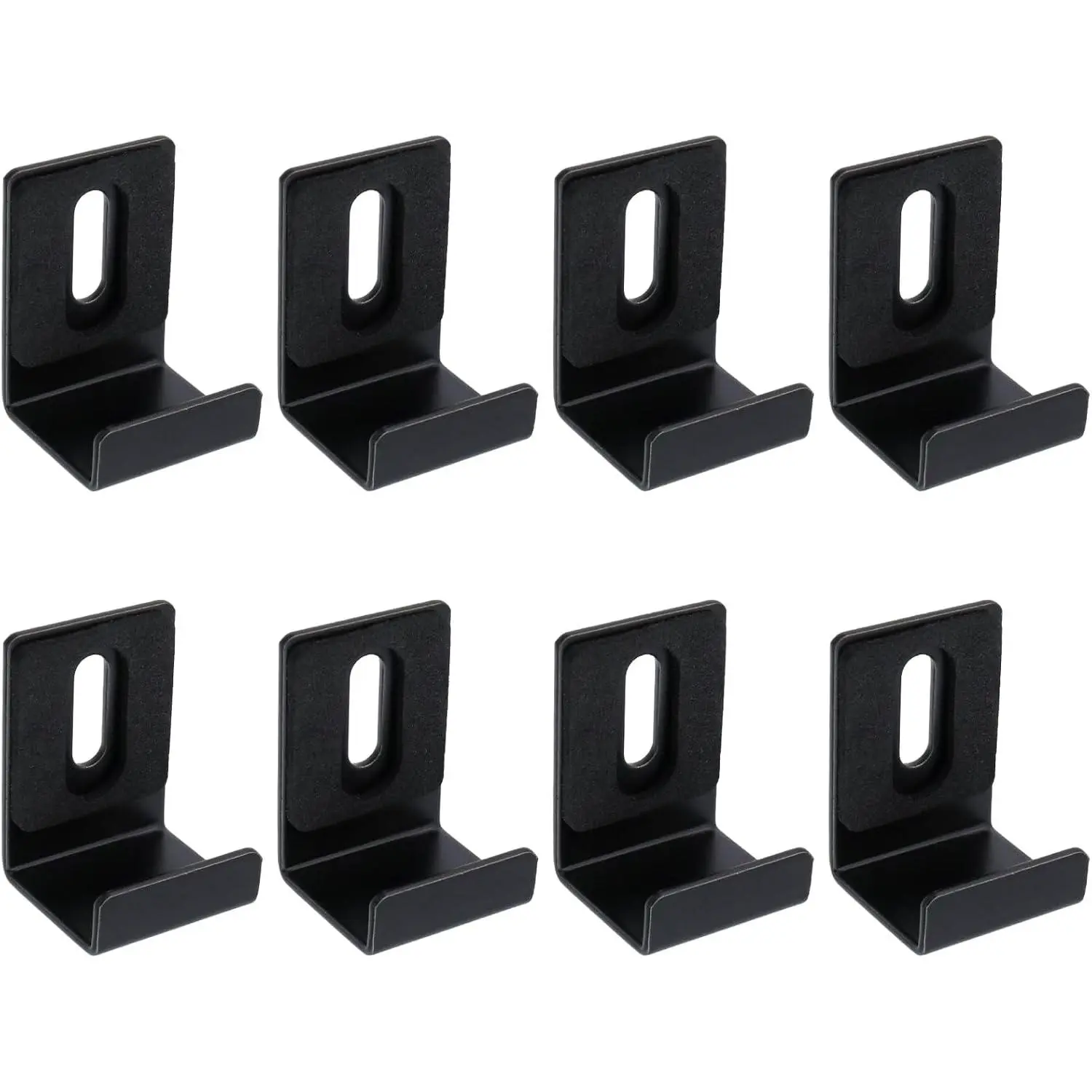 Black 3/4 in Stainless Steel Metal Mirror Clips - 8 Pcs Wall Mounting Mirror Hanging Hardware with Screws, J-Hook Picture Holder, Billboard Fastener (Includes 8 Clips + Screws)