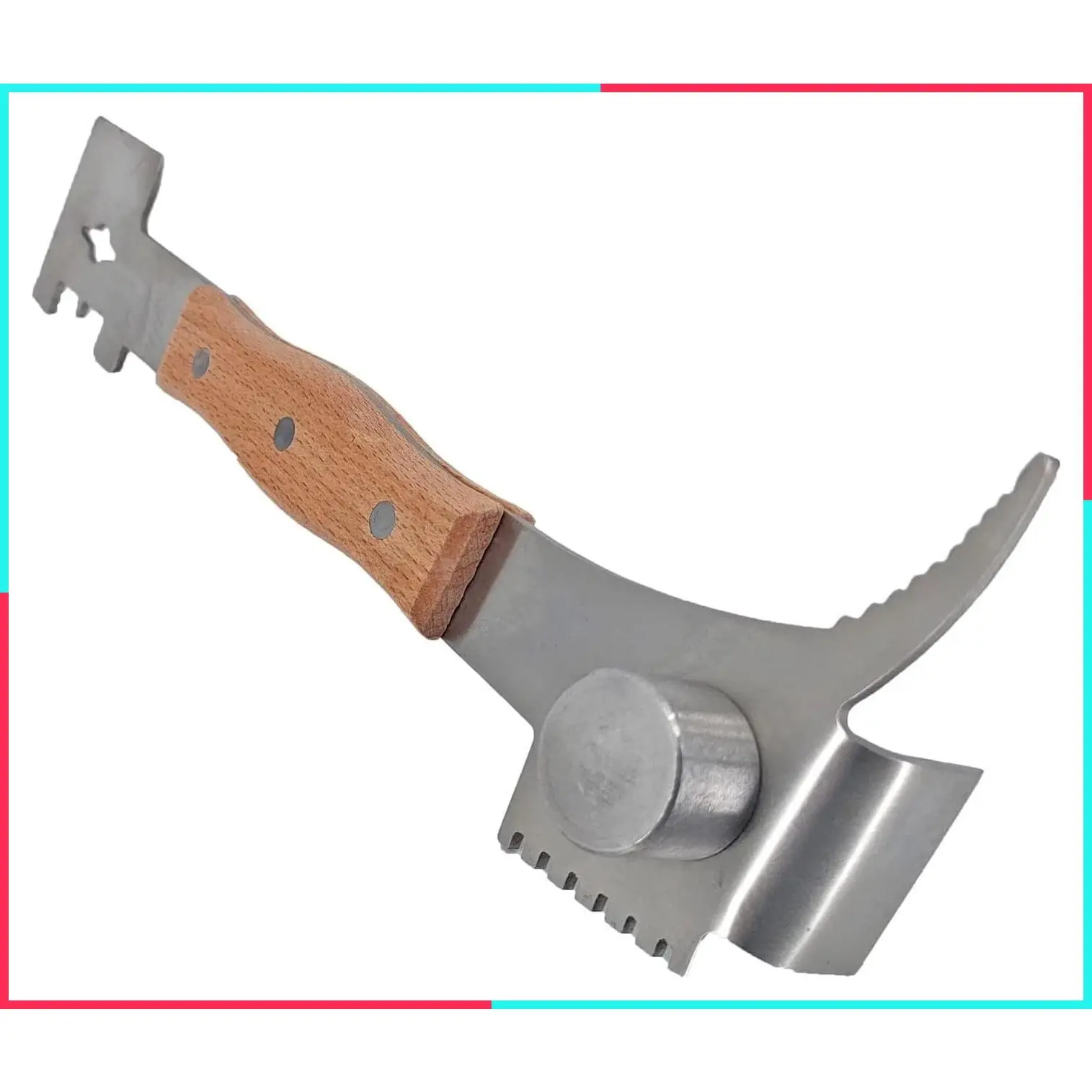 7-in-1 Stainless Steel Beekeeping Hive Tool with Wood Handle