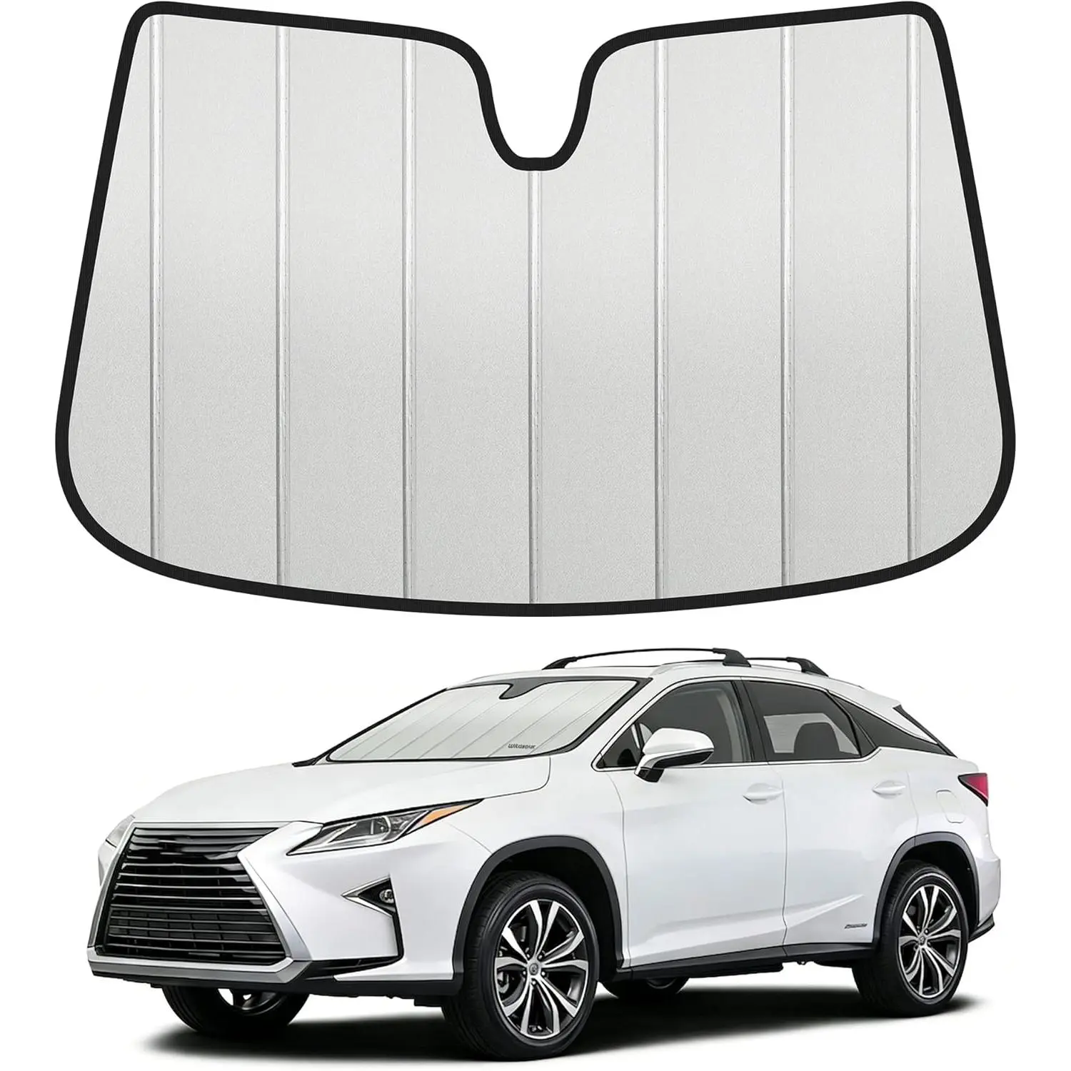 Custom Fit Car Windshield Sun Shade for Lexus RX 2016-2022 - Upgraded 6-Layer Triple Laminate Core, Detachable Sun-Proof Front Window Cover, Light-Blocking Filter, Easy Roll-Up Rollable Shade, Umbrella with Storage Bag