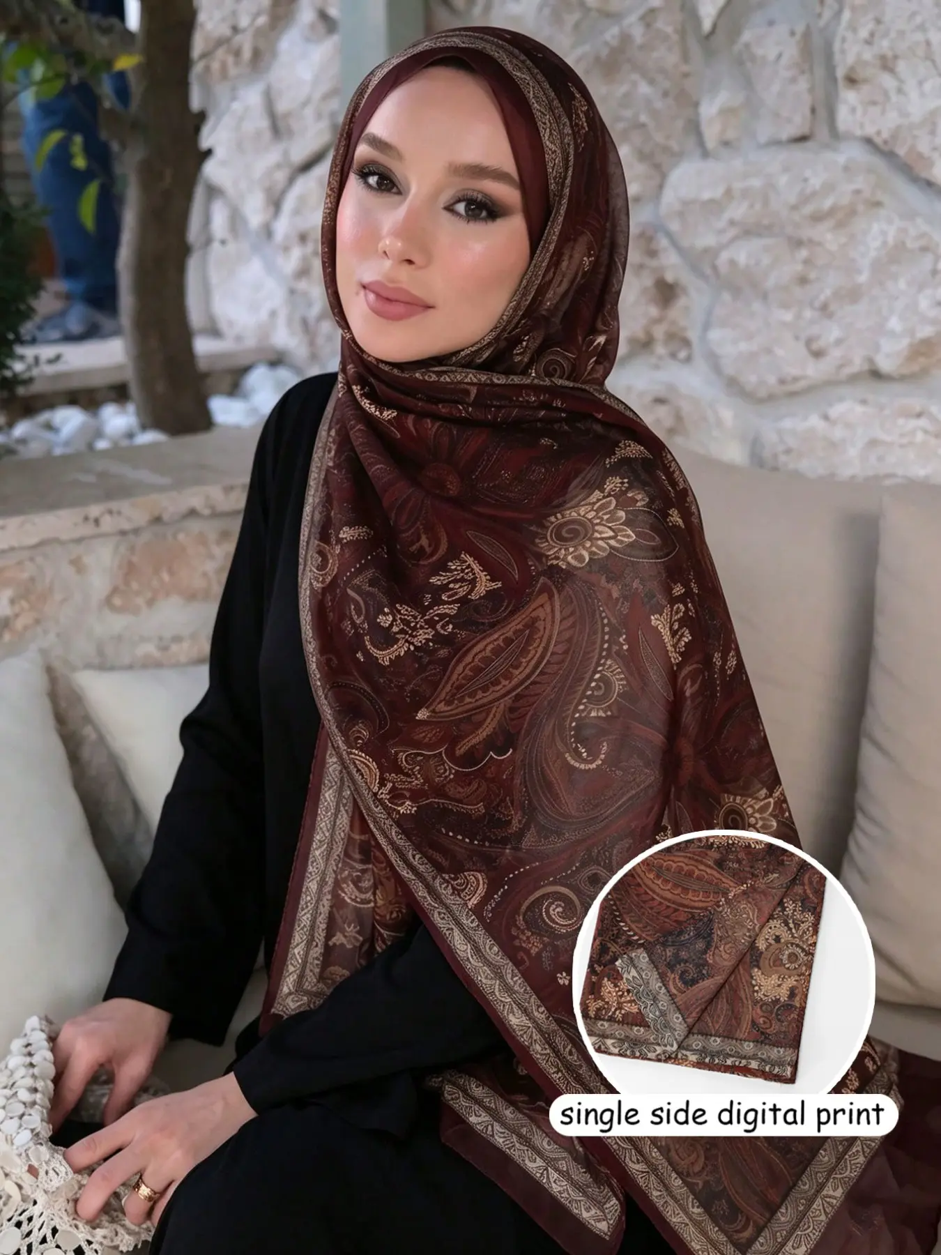 Digital Printed Long Shawl for Women, Lightweight Breathable Fabric, Casual All-Season Headscarf, Ramadan Eid Gift for Muslim Women