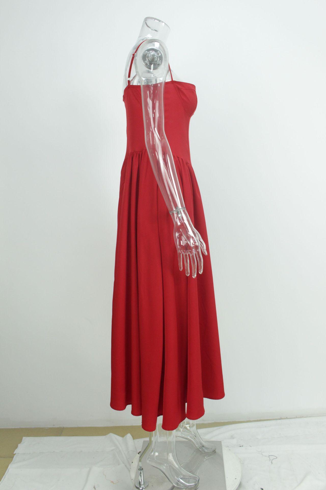 2026 beautiful women's clothing, new spring models, French retro court style solid color suspender dress