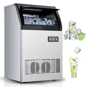 High-Efficiency Commercial Bite-Sized Pellet Ice Maker, 120lbs/24H Pellet Production with 40lbs Storage, Double Water Inlet, Self-Cleaning Quiet Operation, LED Display, Stainless Steel Under Counter Ice Machine for Bars, Cafes, Home and Office
