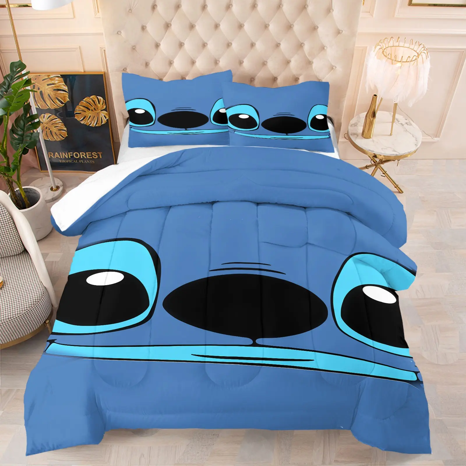 Stitch Pattern Comforter Set, Including 1 Comforter And 1 Or 2 Core-Free Pillowcases, Suitable For Home Or Dormitory Decoration, Very Suitable Birthday And Holiday Gifts, Decorative Bedding Set