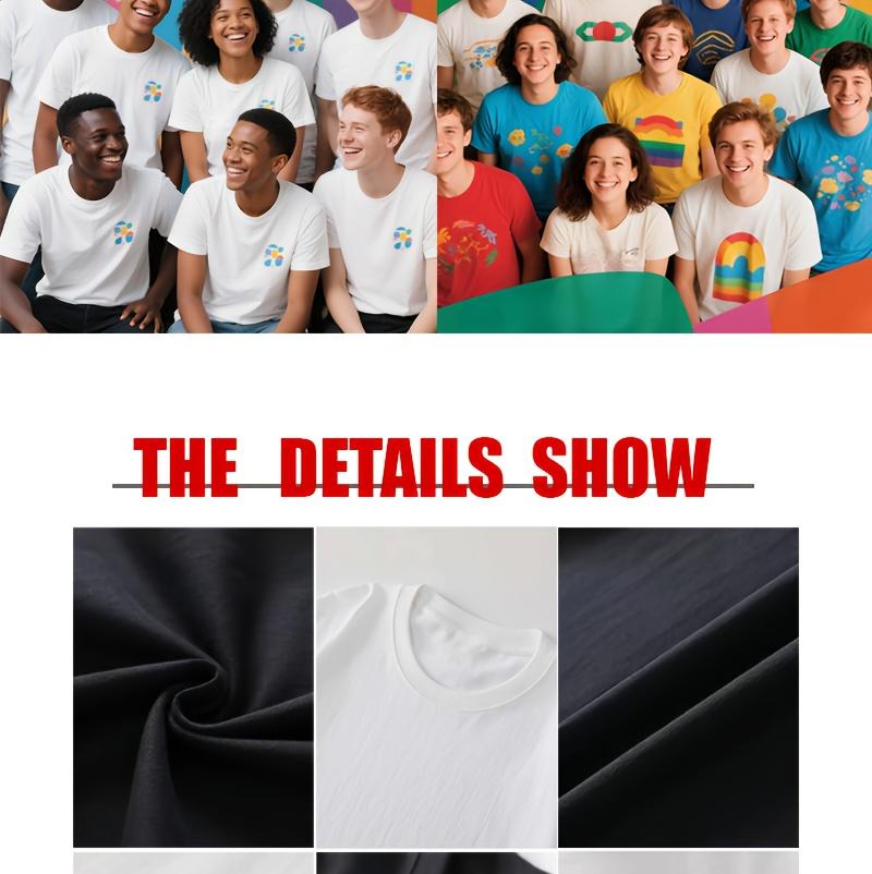 Personalized men's T-shirt, casual pure cotton short-sleeve printed top. Graduation season--your text/images/family photos/pet pictures/company logo/work uniform/couple/friends, anniversary/Thanksgiving/Easter