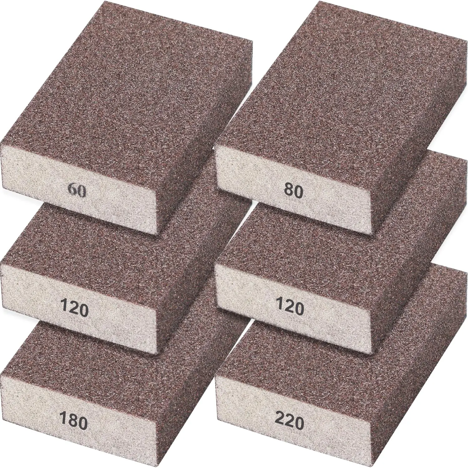 6 Pack Sanding Sponge,Drywall Sanding Blocks 6 Grits Per Pack (60/80/120/180/220),Washable and  Sandpaper Block for  Furniture,Wall,Pot,Sheetrock,Metal and Brush Sanding