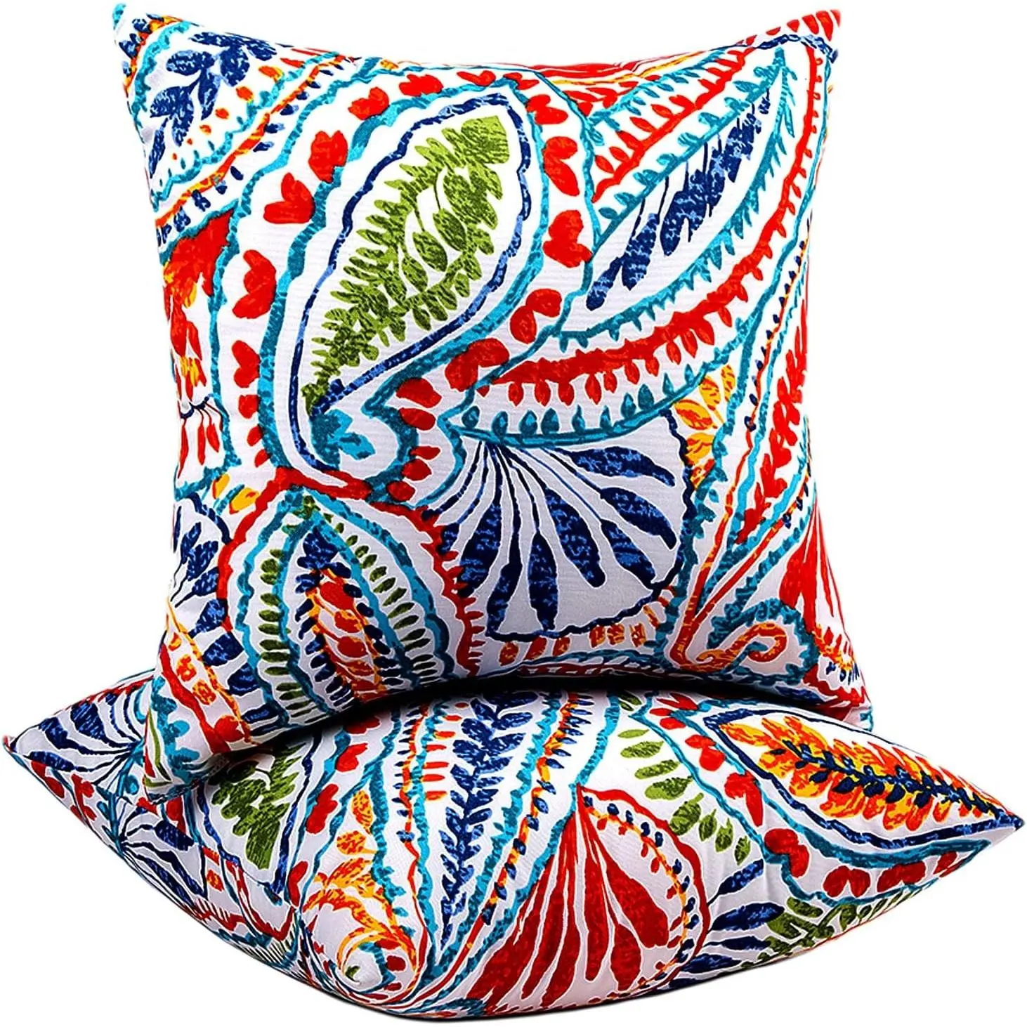 Outdoor Throw Pillows Set of 2 - Durable Patio Pillows with Inserts, 18x18 Inch Square Decorative Pillows for Patio Furniture