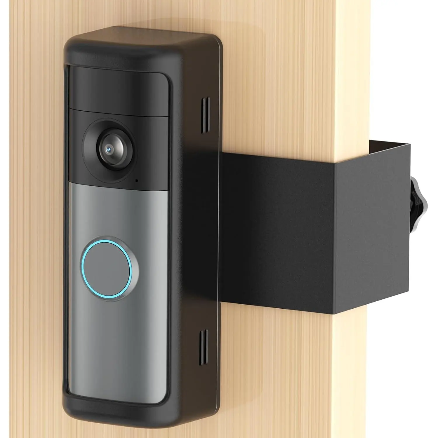 No-Drill Doorbell Mount with Rain Cover, Anti-Theft Bracket, Quick-Install Holder for Battery Doorbells & Rental Apartments, Mount + Cover