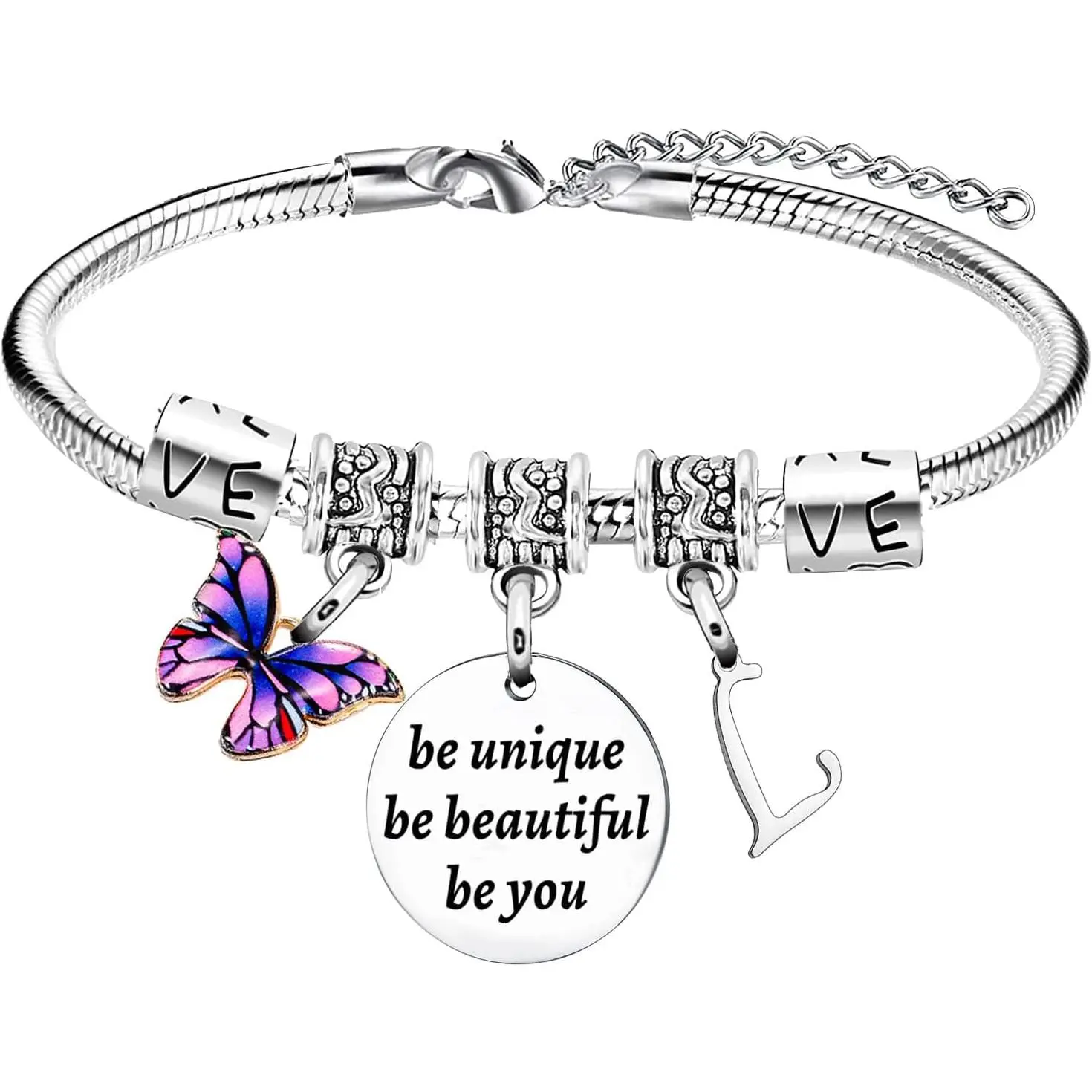 Inspirational Gifts Initial Bracelets For Women  Butterfly Bracelets  Bracelets For Sister Daughter Granddaughter 26 Letters Alphabet Bracelets