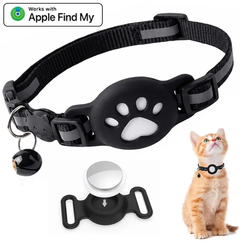 GPS Tracker Collar for Cats, Kittens & Pets – Real-Time Anti-Lost Locator with Protective Silicone Cover, Smart Pet Finder for Indoor & Outdoor Safety, For Apple Find My IOS Only