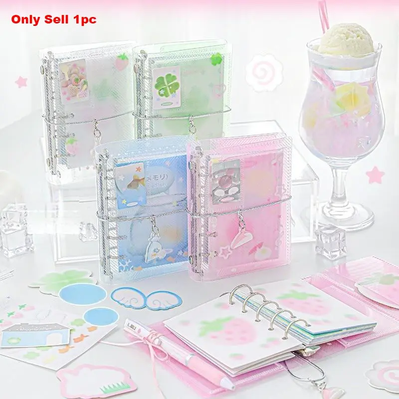 Mini Portable Crosshatch Ring Binder, Three-Fold Storage Small Clear Hand Diary Notebook, Compact and Convenient Note-Taking Journal, Binders Notebooks