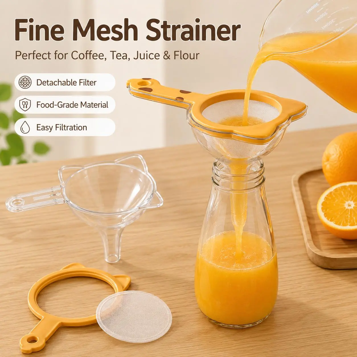 Multi-Purpose Fine Mesh Strainer Sieve, Practical Kitchen Tool for Tea Coffee Filtration & Flour Sifting