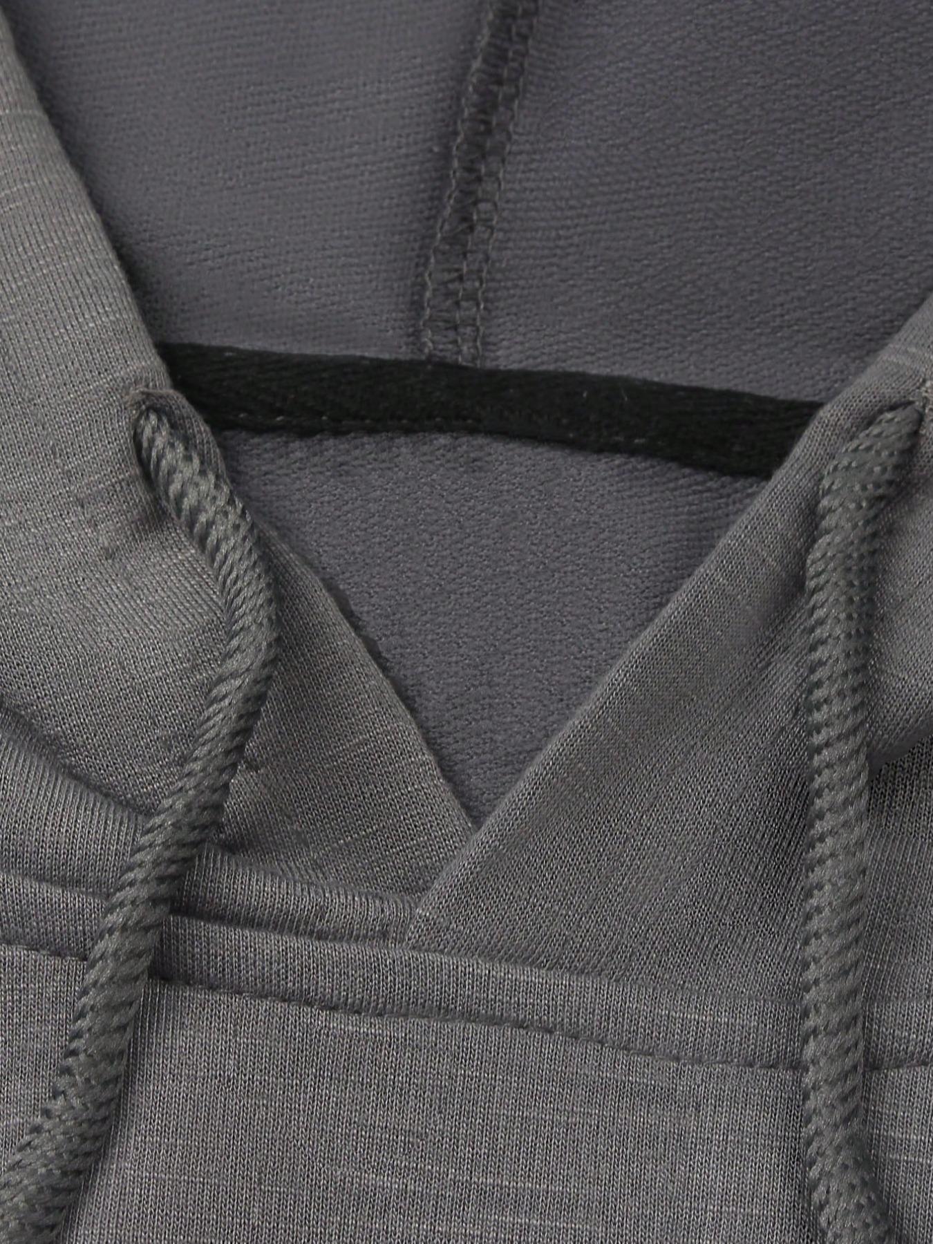 Men's Regular Fit Patched Drawstring Jersey Hoodie, Casual Fitted Long Sleeve Contrast Binding Sweatshirt for Spring & Fall, Fashion Men's Clothes for Daily Wear, Fitted Casual Outerwear