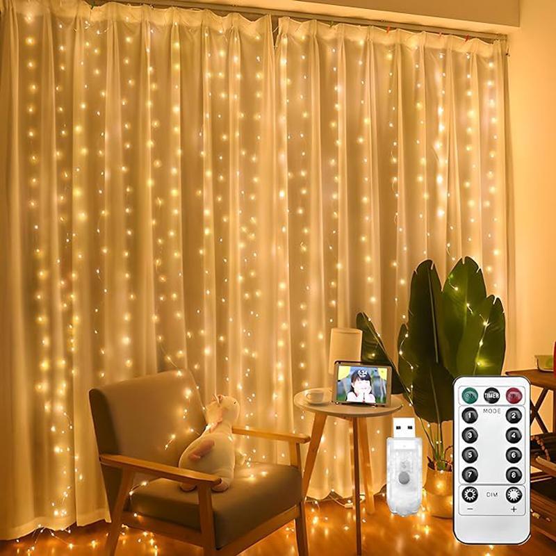 LED Curtain Light String, USB Powered LED Curtain Light String, Decorative Interior LED Lights String For Wedding Bedroom Living Room, Adjustable Led Lights
