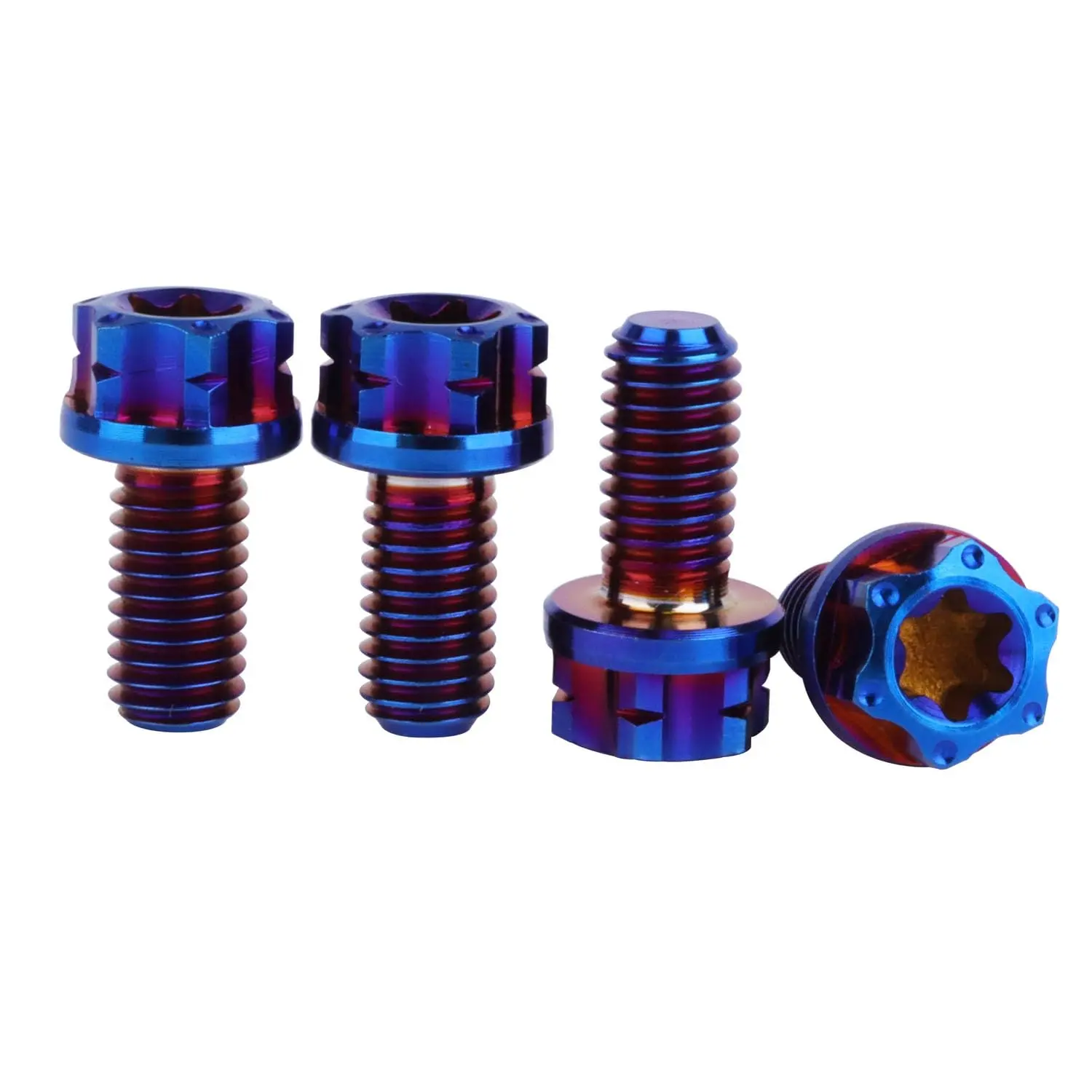 Titanium Flange Torx  Bolt M5 10 15 20mm Screws Pack of 4 (Burnt Blue, M5x10mm)