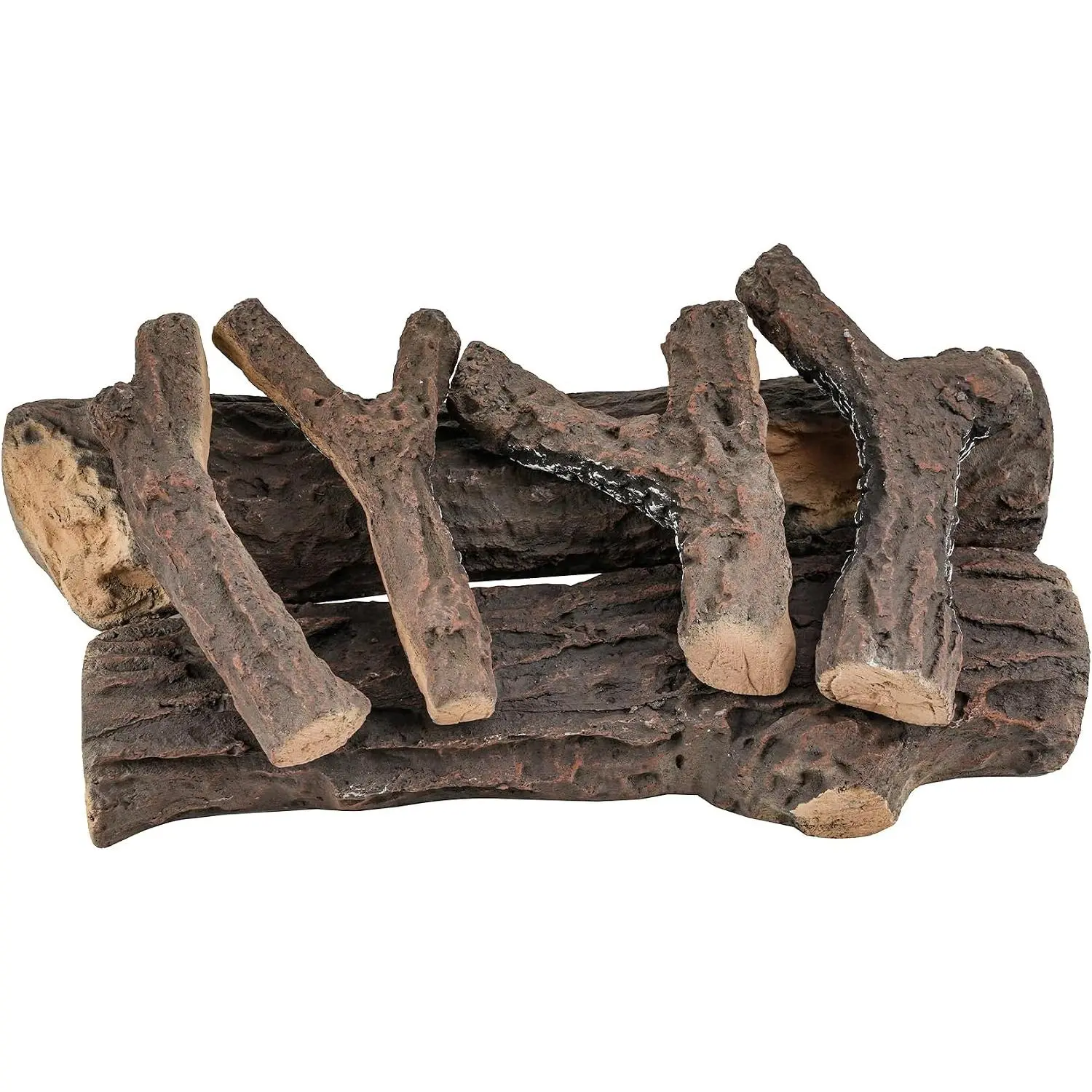 6-Pieces Set of Large Gas Fireplace Logs, Heat-Resistant Realistic  Logs for Indoor Outdoor Gas Firebowl Firepit