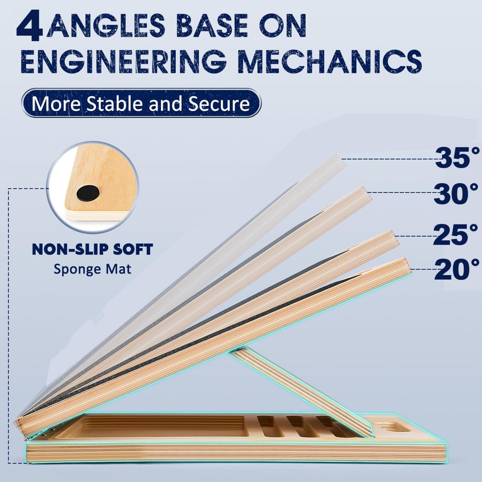 Homhut Adjustable Incline Wooden Slant Board Calf Stretcher Squat Wedge Ankle Heel Feet Leg Exercise Stretching Fitness Home Gym Equipment for Yoga Pilates Mobility Recovery