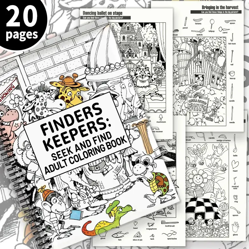 Adult Coloring Book, Stress Relief Coloring Album, 4 Sizes 20 Pages Spiral Binding, High-Quality Print, Anxiety Relief, Personal Style