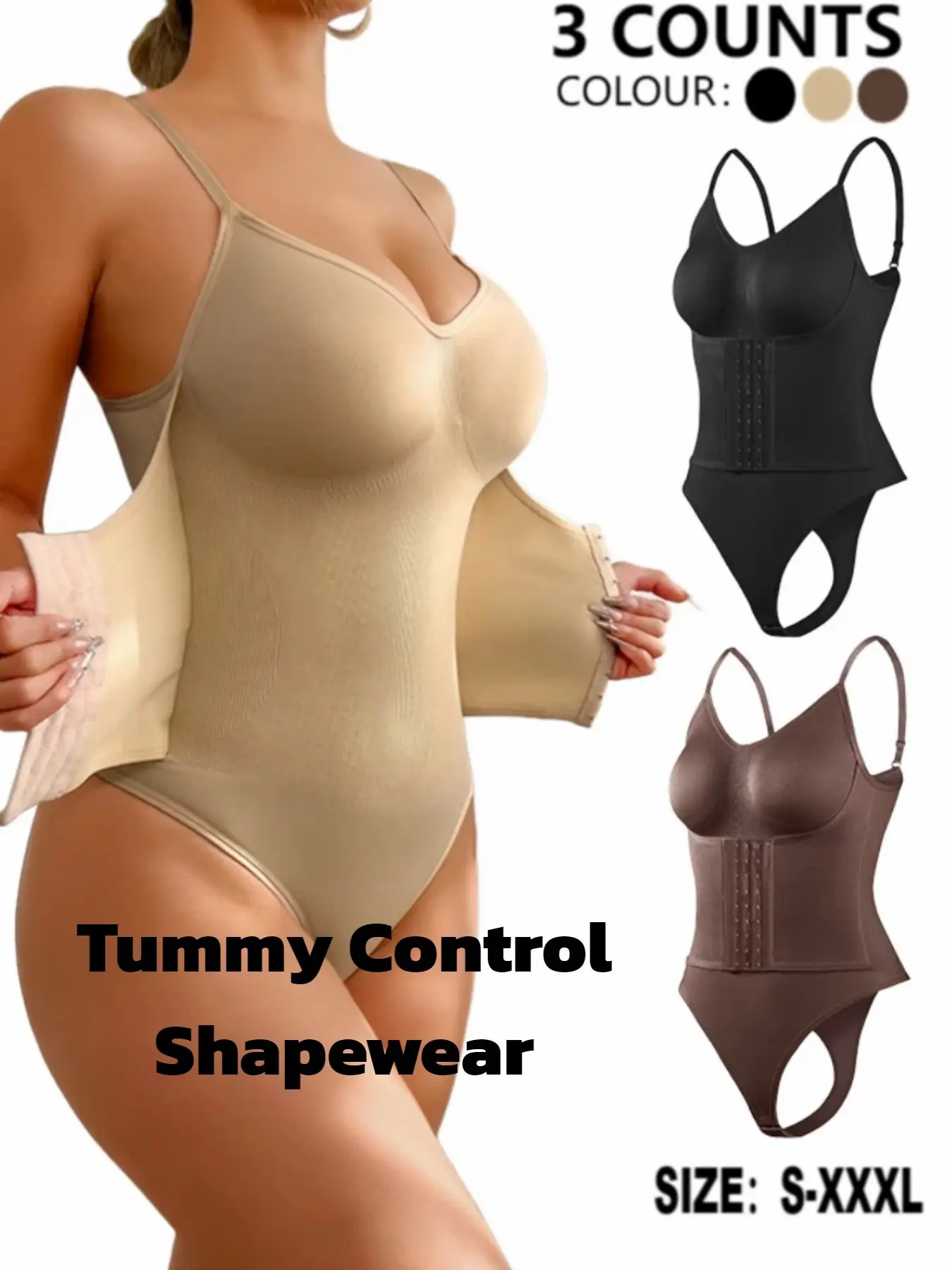 Women's Solid Color Double-breasted Shaping Bodysuit, Tummy Control and Butt Lifting Design Shapewear, Perfect for Daily Wear, Compression