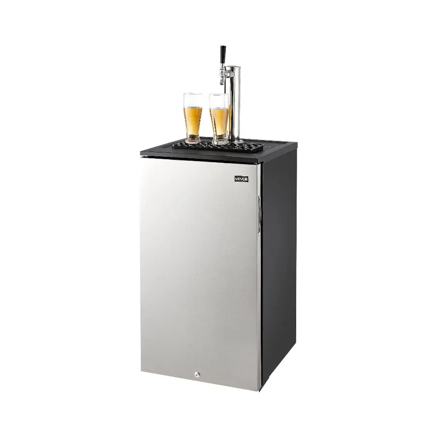 VEVOR Commercial Single-Faucet D-System Draft Beer Kegerator, 92L Refrigerator with Shelf, Holds 1 Sixth Keg, Includes 2.5lbs CO2 Tank