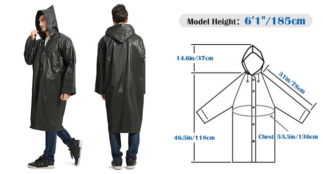 2 Pack Raincoats for Adults Reusable, EVA Rain Ponchos Lightweight Rain Coat Waterproof Rain Gear for Men and Women