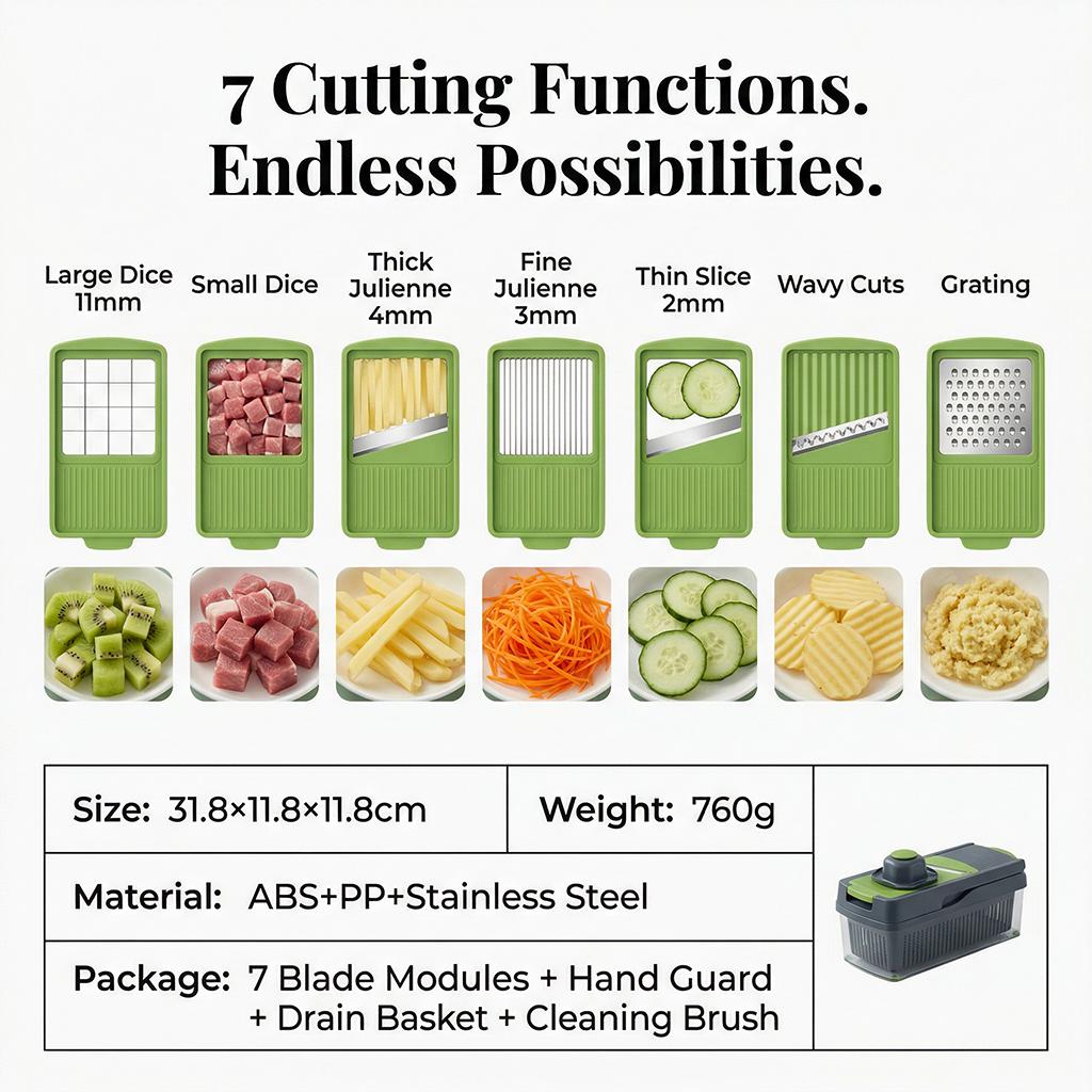 The Pro-Lever 7-in-1 Vegetable Chopper| Ergonomic High-Efficiency Dicer & Slicer| Heavy-Duty Stainless Steel Blades| Effortless Meal Prep for Modern Kitchens
