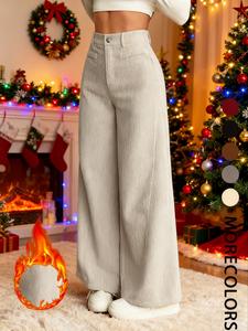 new corduroy wide leg pants high waist loose fit women's casual long trousers, comfortable and stylish ladies' clothing