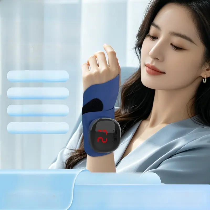 Heated Wrist Massager with Hand Kneading - Electric Air Compression, 3 Heat Levels, 3 Adjustable Pressure Modes, Rechargeable Wrap for Carpal Tunnel, Tendonitis Pain Relief