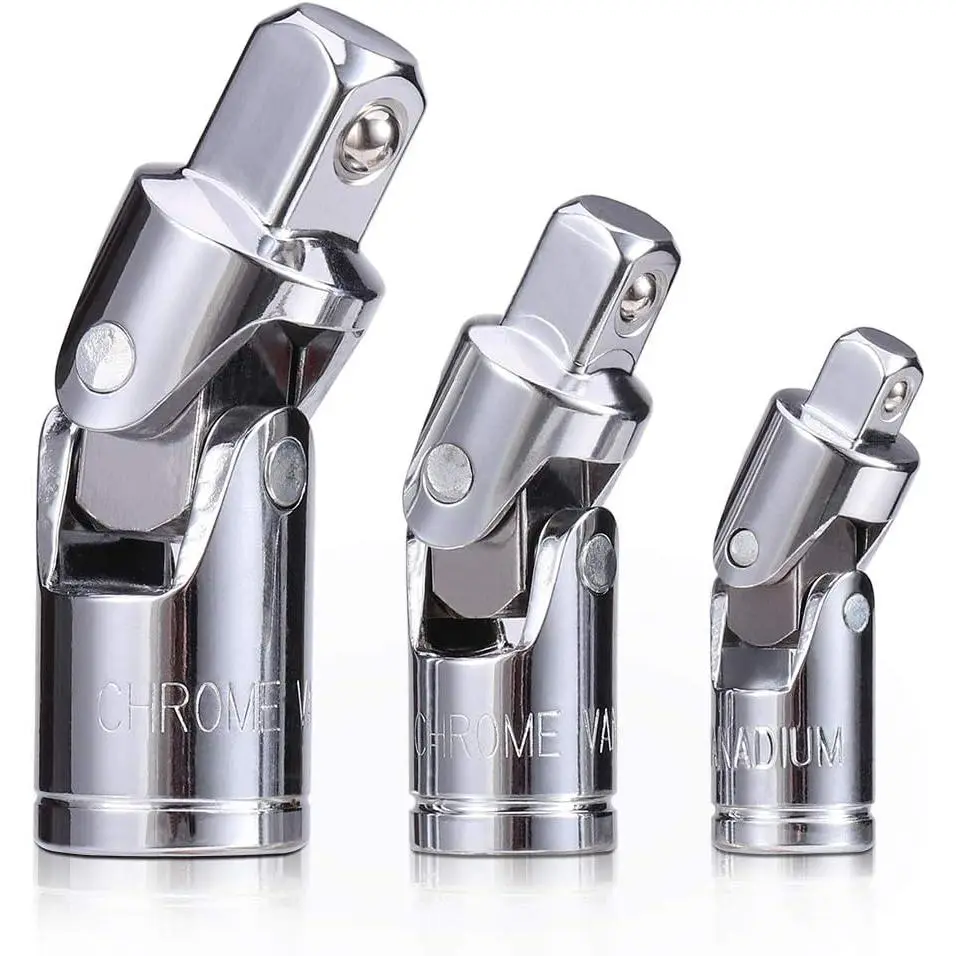 3 count  Joint Socket Set, Cr-V Steel Swivel Socket Adapter Set