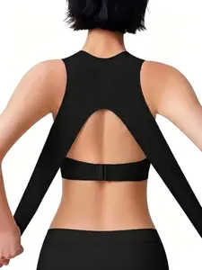 Women's Seamless Bra, Wireless, No Underwire, 2-In-1 Posture Corrector, Back Support, Solid Color, Crossback Straps, Front Buckle, Comfortable, Breathable