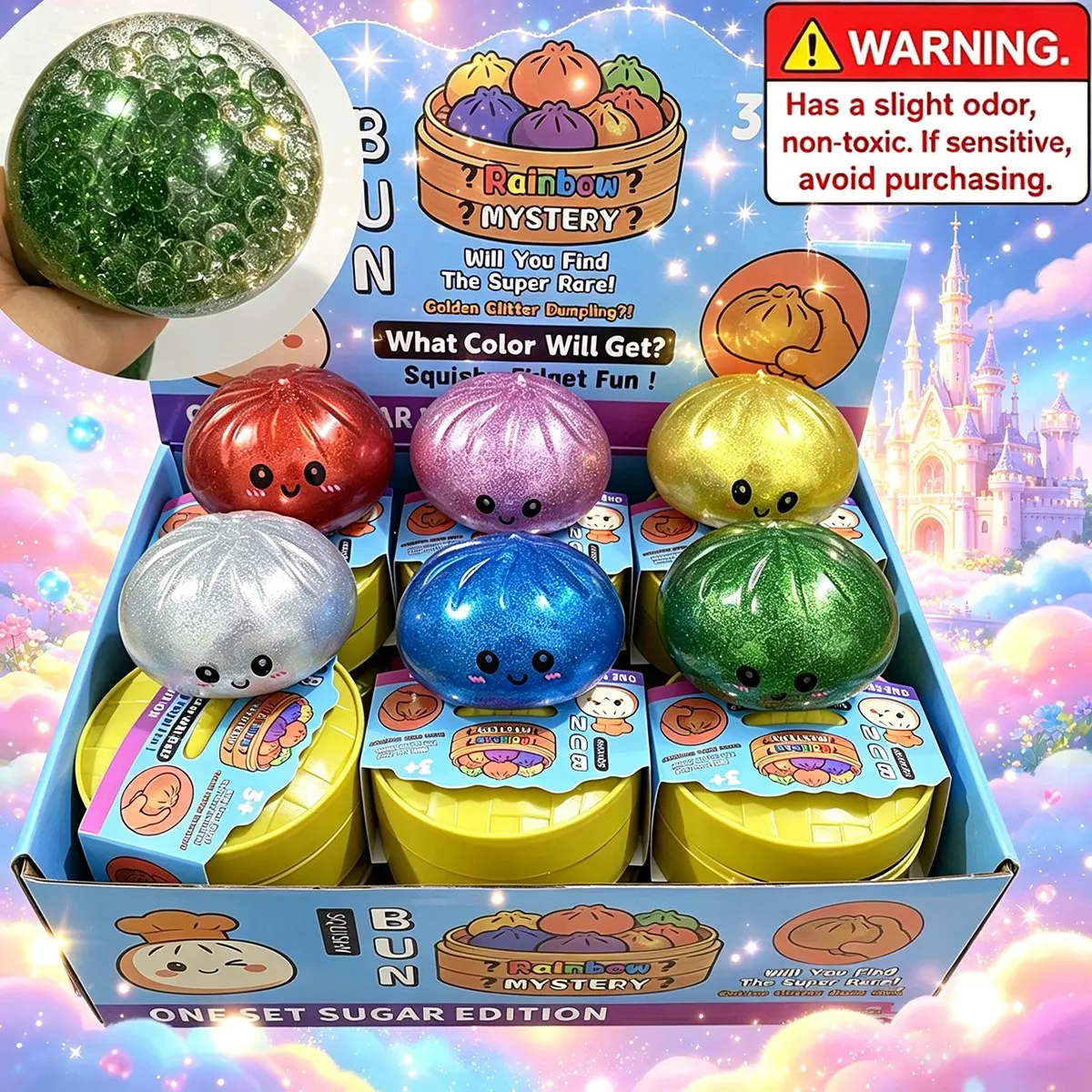 12pcs-Mystery Dumpling Squishy Surprise Box, Soft Squeeze  Decompression Sensory Glitter Dumpling Squishies Toys ，Mystery Sensory Fidget for Kids Adults for Anxiety Relief Fidget.