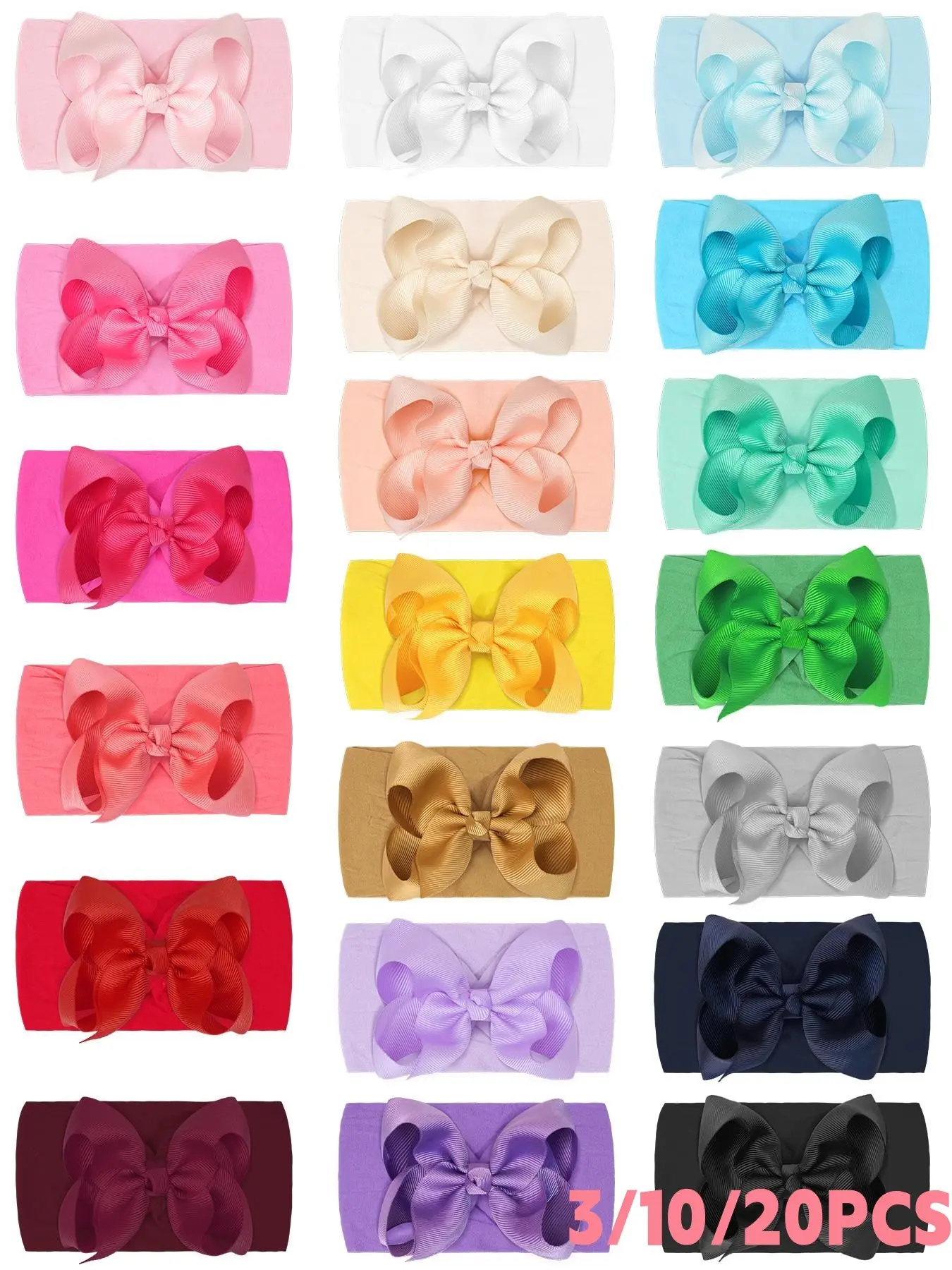 3/10/20PCS Baby Hair Bows, 4 inch Butterfly Knot Headbands, High Elastic Soft Hair Accessories for Newborns & Toddlers, Cute Infant Shower Gifts