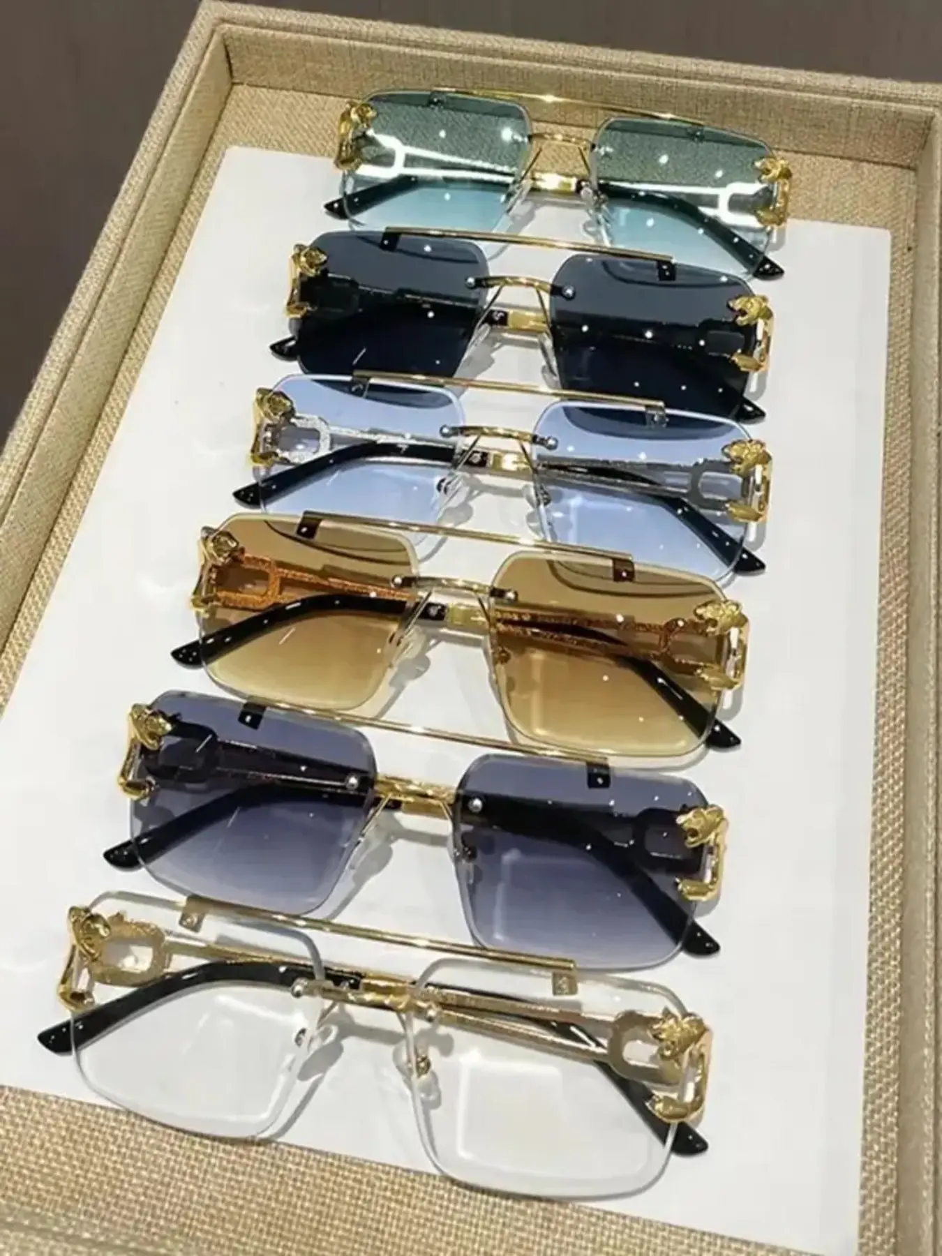 Cool Unisex Metal Frameless Sunglasses, Fashionable Multi-Color Lenses, Trendy Daily Wear, Perfect for Outdoor Activities, Stylish Eyewear Accessory, Trendy Beach Eyewear